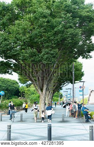 Fuji City, Shizuoka-ken, Japan - June 24, 2021: Tokyo 2020 Olympic Torch Relay In Fuji City. Several