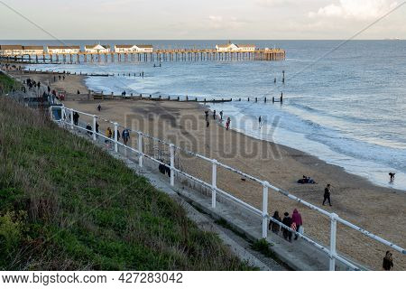 A View Of Southwold Pier At Sunset On A Cold Autumn Evening