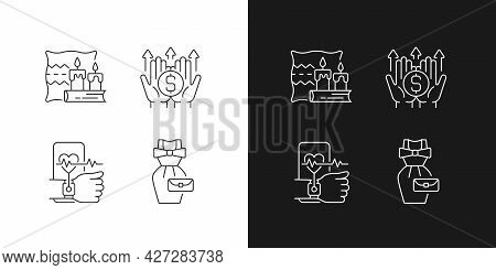 Lifestyle Tendencies Linear Icons Set For Dark And Light Mode. Hygge Life. Wealth Building. Health T