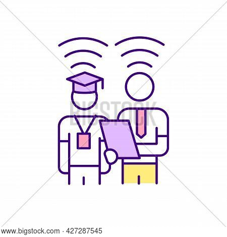 Virtual Mentoring Rgb Color Icon. Online Communication Between Mentor And Mentee. Isolated Vector Il