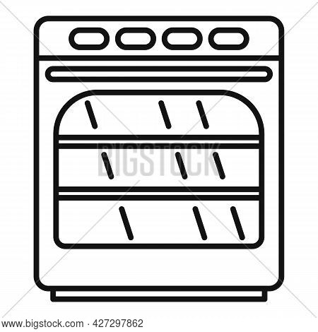 Convection Oven Icon Outline Vector. Electric Kitchen Stove. Grill Convection Oven