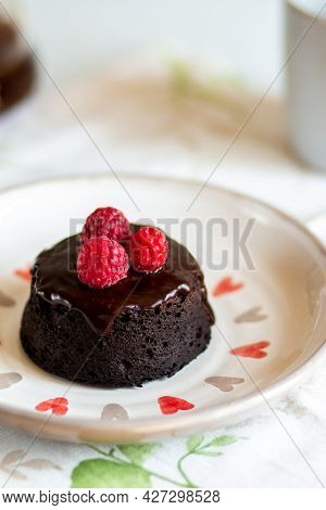 Chocolate Fondant Cake. Mini Cake For Fondant With Chocolate Icing. Delicious  Dessert.homemade Choc