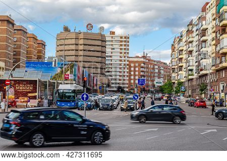 Madrid, Spain - May 12, 2021: Urban Scene In Madrid, Spain, Exterior View Of Avenida De America Area