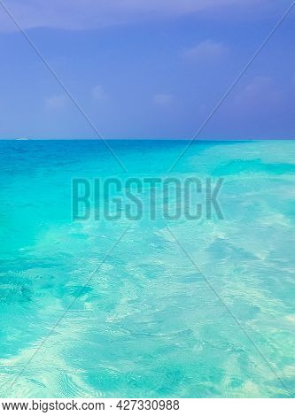 Color Gradient At Sandbank Islands Madivaru Finolhu Rasdhoo Atoll Maldives.