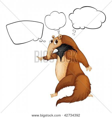 Illustration of a wild animal with an empty thought on a white background