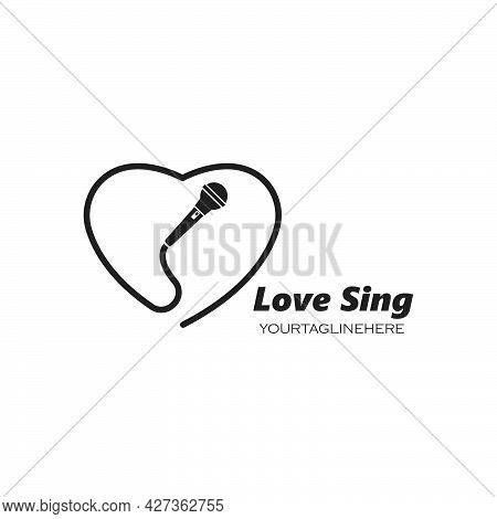 Microphone Icon Logo Of Karaoke And Musical Vector Illustration Design Template