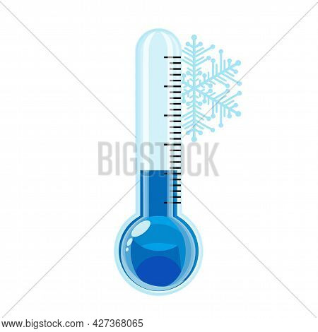 Thermometer With Snowflakes. Cold Weather. Vector Illustration