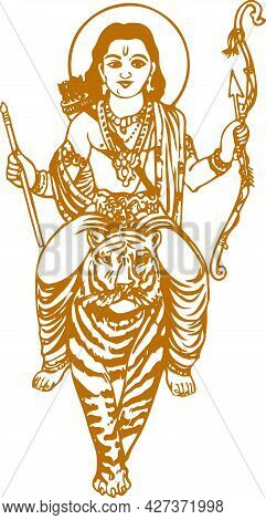 Sketch Of Lord Shiva Son Ayyappan Or Ayyppa Swamy Outline Editable Illustration