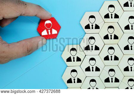 New Red Hexagons Or Taken With Other Hexagons Have Been Old And Permanent. Business Concept