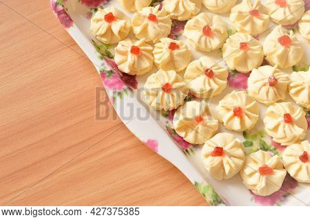 A Malay Traditional Cookies Called As Biskut Bunga Cina Or Chinese Flower Cookies Served During Eid 