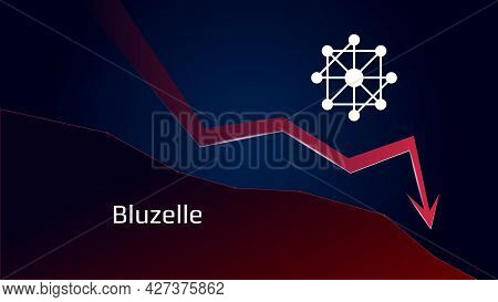 Bluzelle Blz In Downtrend And Price Falls Down. Cryptocurrency Coin Symbol And Red Down Arrow. Crush
