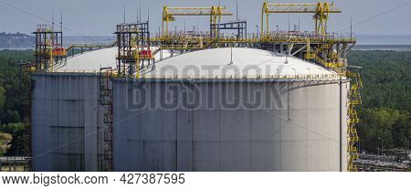 Lng Terminal - Two Large Gas Storage Tanks