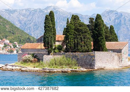 Mediterranean Landscape. St. George Island Near Perast, Kotor Bay, Montenegro