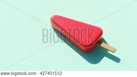 Strawberry popsicle background. Fruity ice pop, ice cream treat