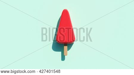 Strawberry popsicle background. Fruity ice pop, ice cream treat