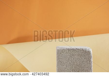 Empty Concrete Podium On Brown Background Mock Up