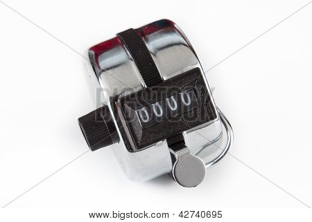 Hand Held Tally teller geïsoleerd op wit