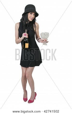Frau mit Wein