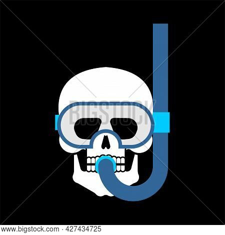 Skull Diver Isolated. Skeleton Frogman. Vector Illustration