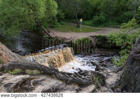 Waterfall On Sablinka River In The Leningrad Region. Sablinsky Nature Reserve. Russia