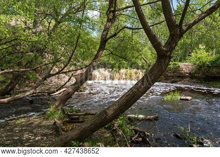 Waterfall On Sablinka River In The Leningrad Region. Sablinsky Nature Reserve. Russia