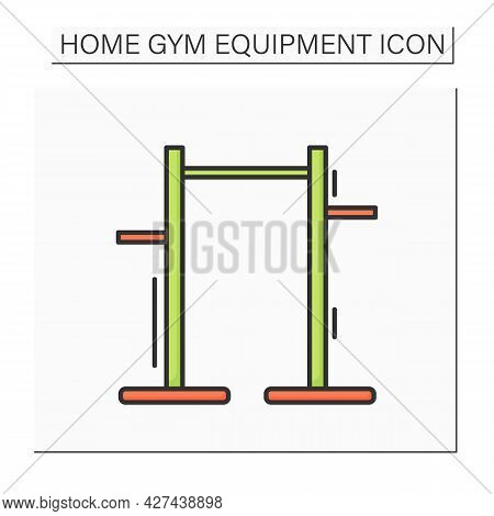 Pull Up Bar Color Icon. Athletics And Workout Home Gym Equipment. Concept Of Pullup And Athletic Tra