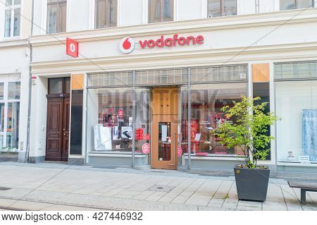 Gorlitz, Germany - June 2, 2021: Vodafone Mobile Phone Shop. Vodafone Group Plc Is British Multinati