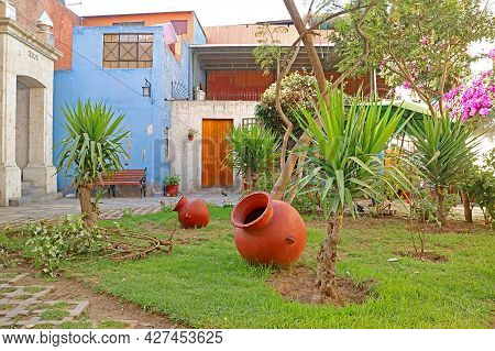 Patio Of Old Building In Tambo El Matadero Neighborhood, Historic Place In Arequipa, Peru