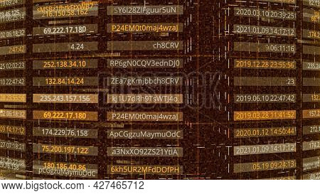Hacking Passwords And Addresses. Animation. Passwords And Addresses Are Publicly Available After Bei