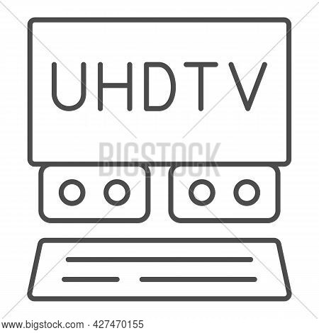 Uhdtv System Thin Line Icon, Monitors And Tv Concept, Ultra High Definition Television Vector Sign O