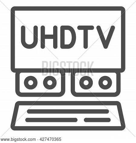 Uhdtv System Line Icon, Monitors And Tv Concept, Ultra High Definition Television Vector Sign On Whi