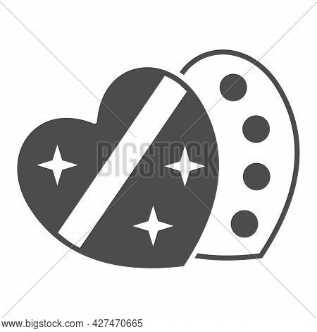 Heart Shaped Box Of Chocolates Solid Icon, 8 March Concept, Chocolate Sweets For March Holiday Sign 