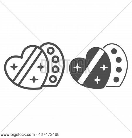 Heart Shaped Box Of Chocolates Line And Solid Icon, 8 March Concept, Chocolate Sweets For March Holi