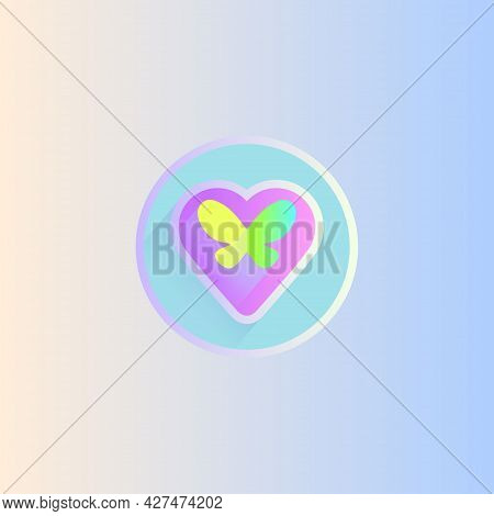 Butterfly Icon On The Background Of A Heart