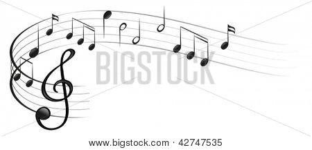 Illustratie van de symbolen van de muziek op een witte achtergrond