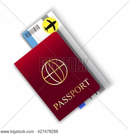 Passport With Tickets. Travel Concept. Business Concept. Vector Illustration. Stock Image.