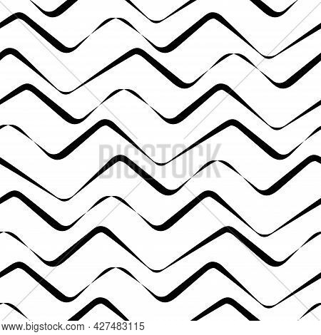 Simple Vector Seamless Zigzag Pattern. A Linear Background Looks Like Waves Or Mountains. Naive Repe