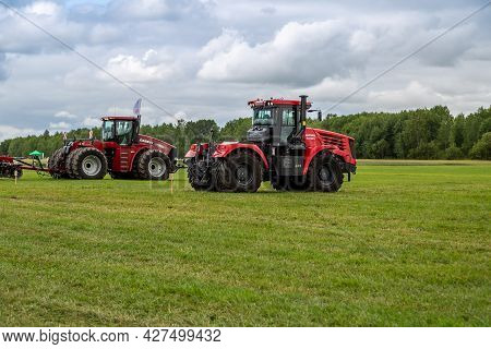 Russia, Leningrad Region - June, 2019: Powerful Tractor Brand Kirovets At The Exhibition