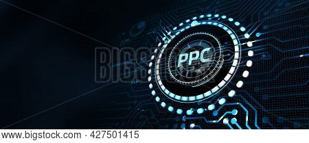 Pay Per Click Payment Technology Digital Marketing Internet Concept Of Virtual Screen. Ppc 3d Illust