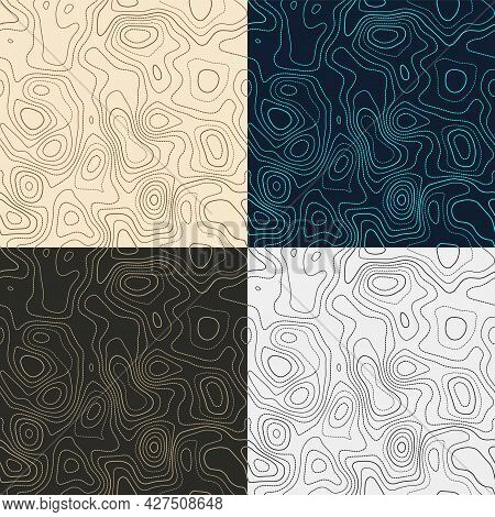 Topography Patterns. Seamless Elevation Map Tiles. Appealing Isoline Background. Cool Tileable Patte