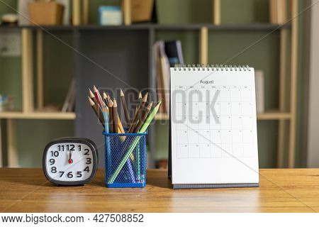 2021 Calendar Desk Place On Table. Desktop Calender For Planner To Plan Agenda, Timetable, Appointme