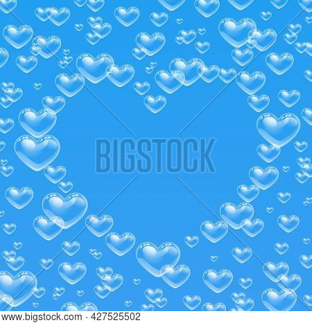 Heart Shaped Bubbles Frame With Empty Space
