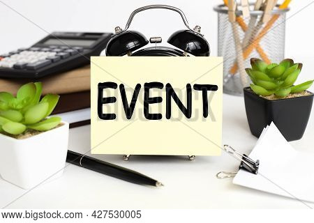 The Word Events In Cut Out Magazine Letters Pinned To A Cork Notice Board. Events May Refer To News 