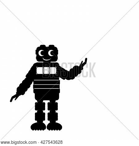 Silhouette Cute Robot. Chatbot Helping Solve Problems. Modern Technology Robotics. Illustration Icon