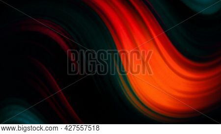 Motion Abstract Background Of Red, Green, Orange, And Blue Dark Colors. Motion. Bending Or Wavy Stri