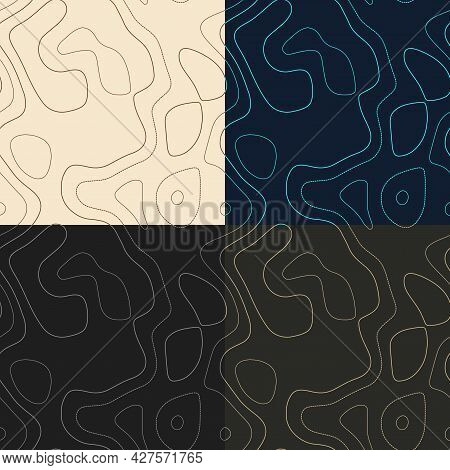 Topography Patterns. Seamless Elevation Map Tiles. Awesome Isoline Background. Radiant Tileable Patt