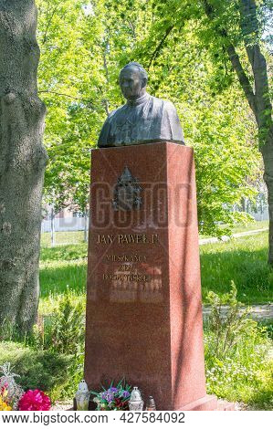 Bogatynia, Poland - June 2, 2021: Bust Of John Paul Ii.