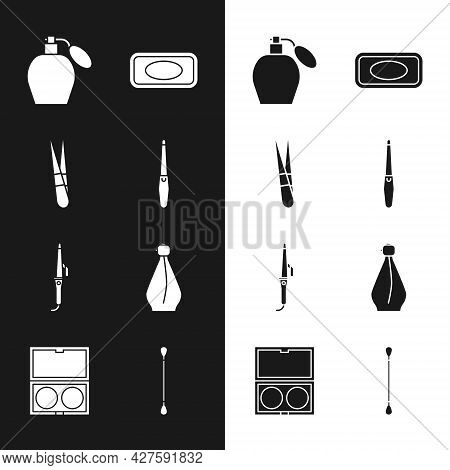 Set Nail File, Eyebrow Tweezers, Perfume, Bar Of Soap, Curling Iron, Cotton Swab For Ears And Makeup