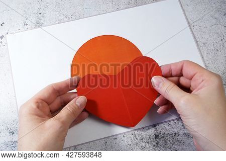 I Love Japan. Hands Make Heart On Japan Flag Background. 27th March Japan Day, Hispanic Day, Closeup