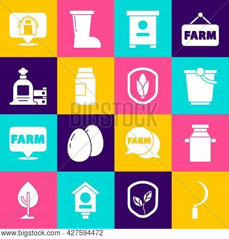 Set Sickle, Can Container For Milk, Bucket, Hive Bees, Paper Package, Full Sack And Wooden Box, Loca